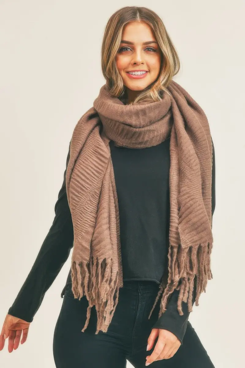 Solid Pleated Scarf 1