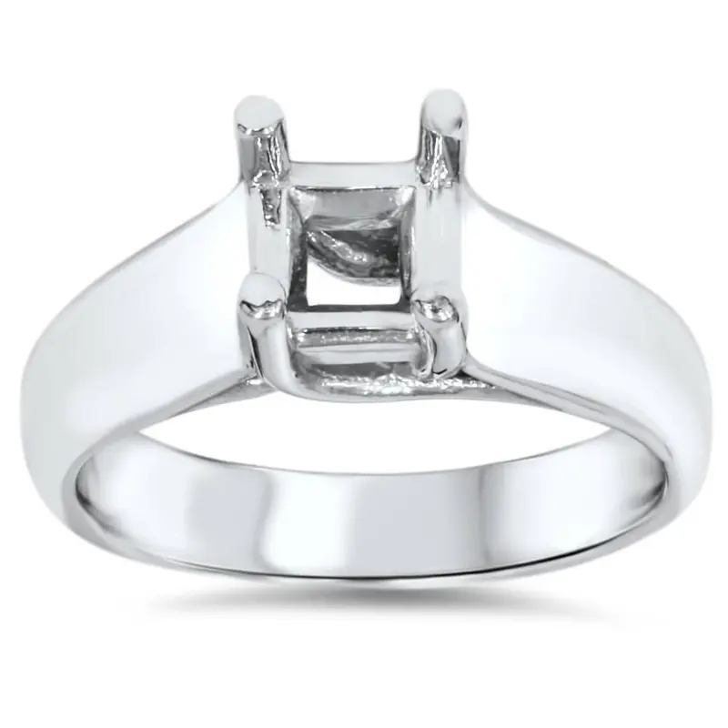Solitaire Cathedral Ring 14K White Gold Size Selectable 1