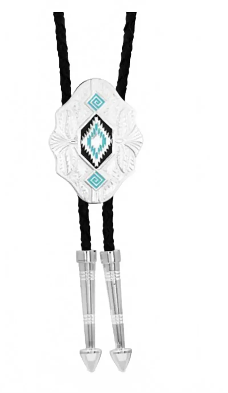 Southwest Skies Scalloped Tie In Silver/Turquoise 1