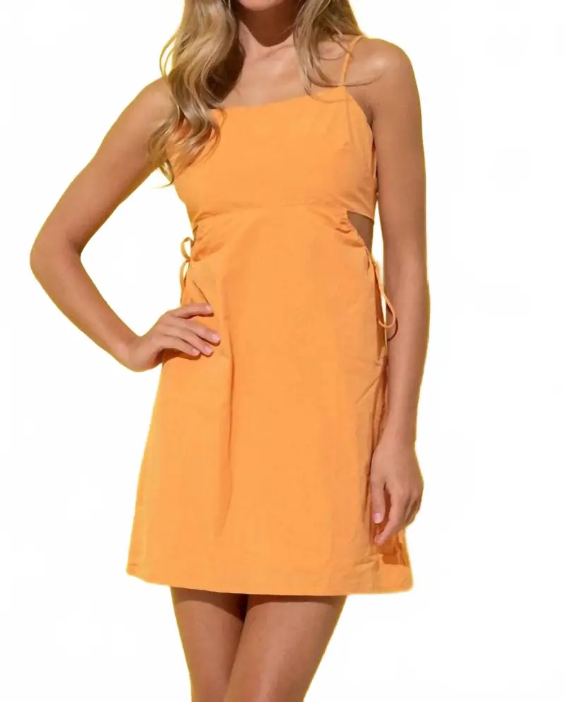 Spaghetti Strap Cut Out Mini Dress In Orange 1