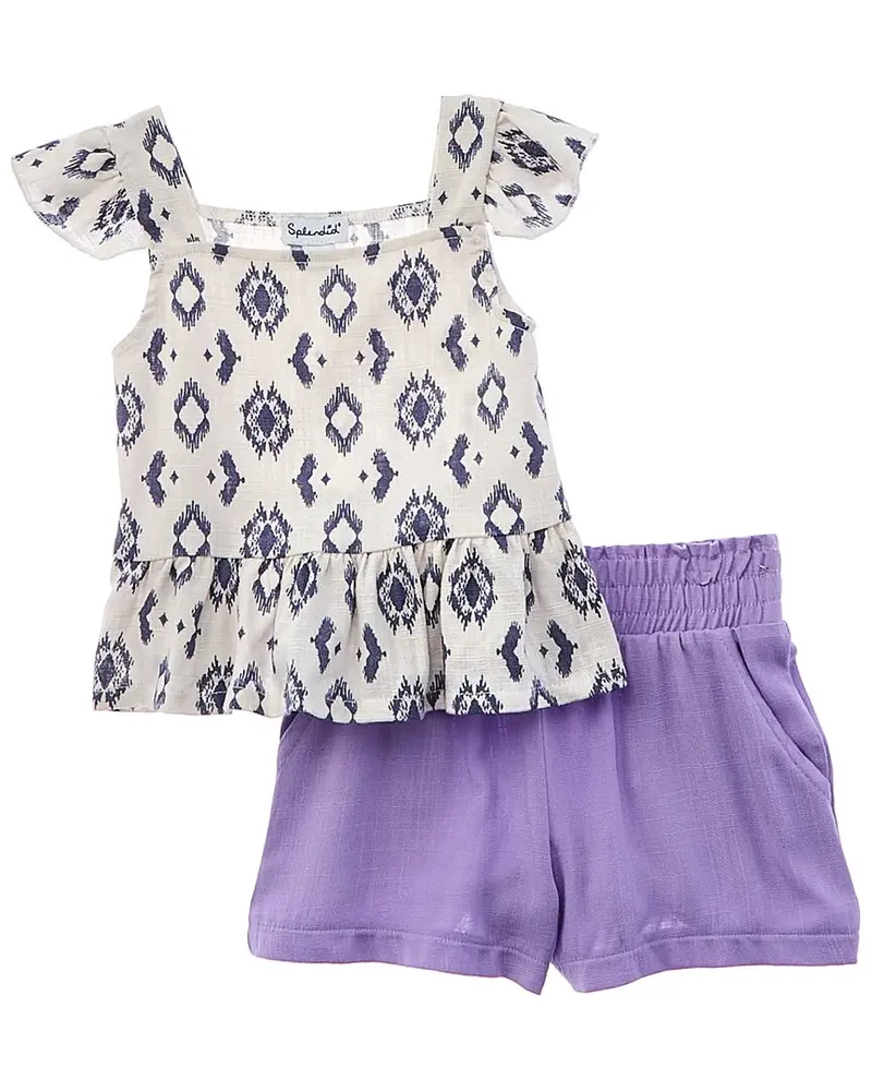 Splendid 2Pc Linen-Blend Tank & Short Set 1