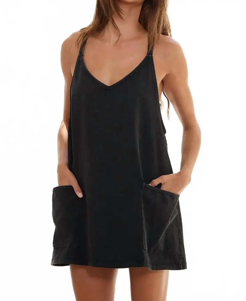Sporty Mini Dress In Washed Black 1