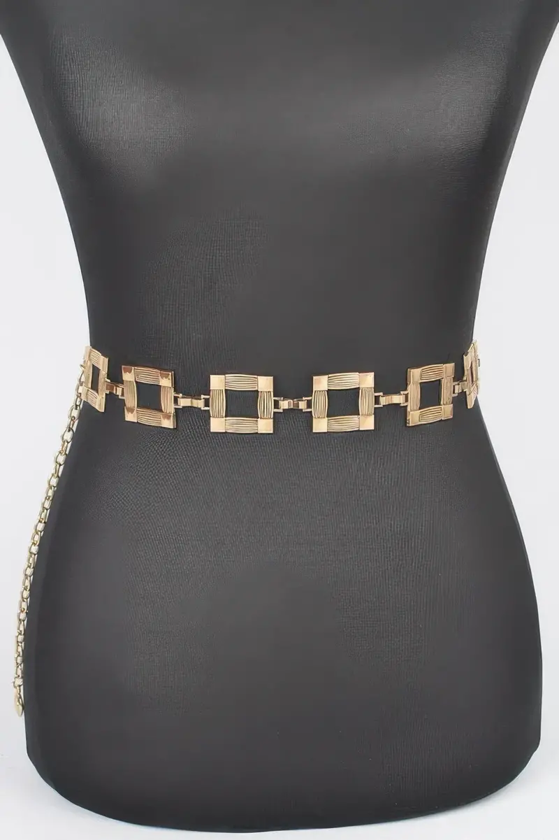 Square Metal Plus Size Chain Belt 1