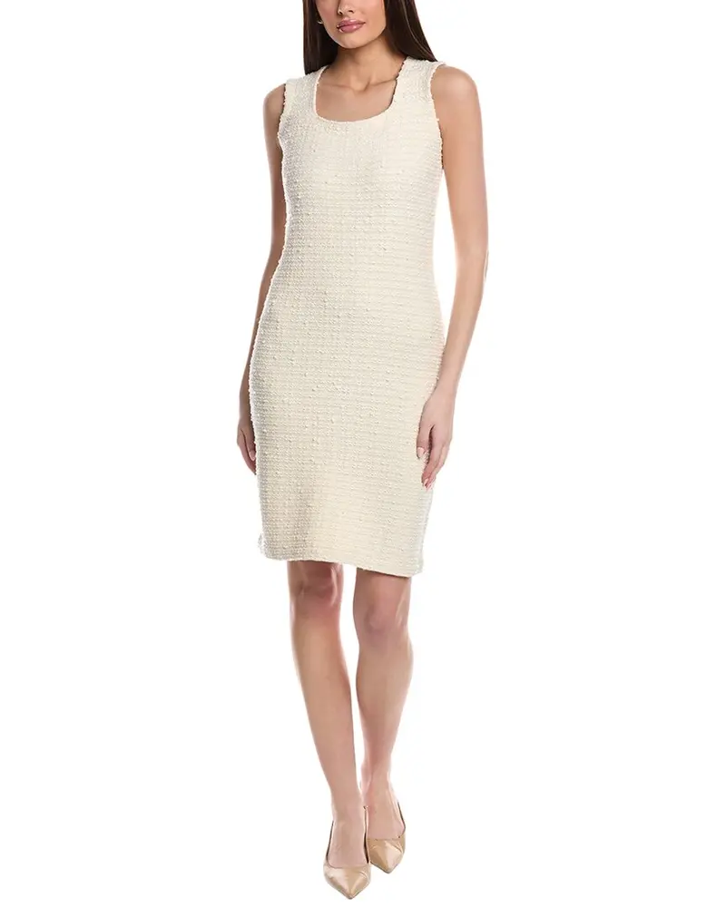 St. John Donna Tweed Knit Sleeveless Wool-Blend Sheath Dress 1