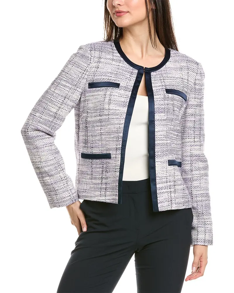 St. John Soft Birdseye Tweed Linen-Blend Jacket 1