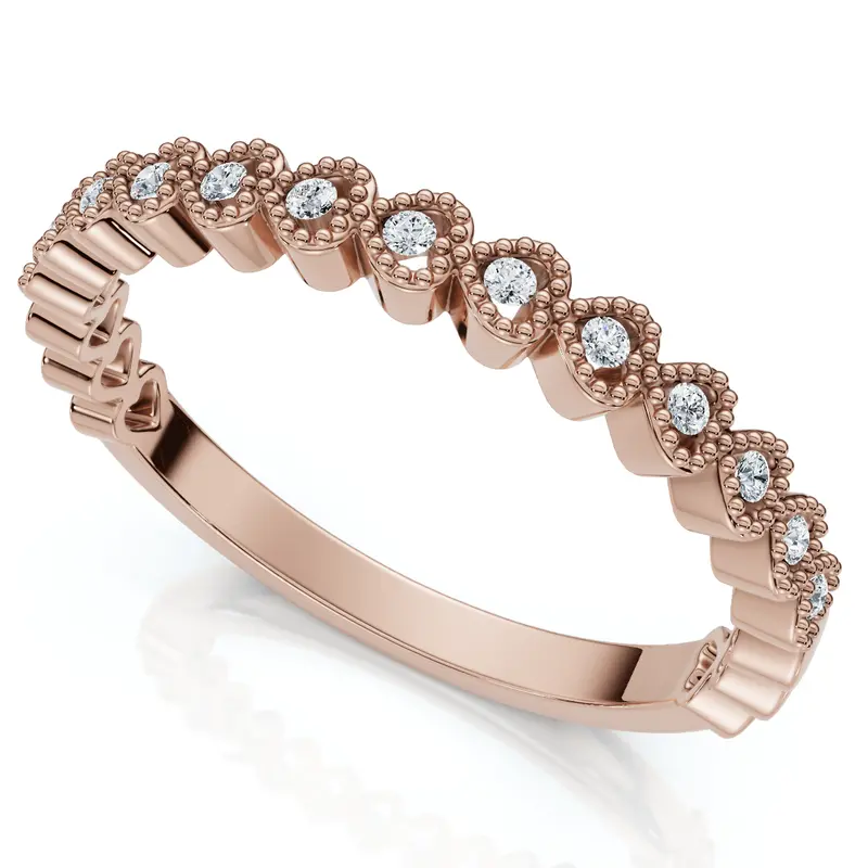 Stackable Women's Wedding Diamond Anniversary Heart Band 14K Gold Lab Grown 1