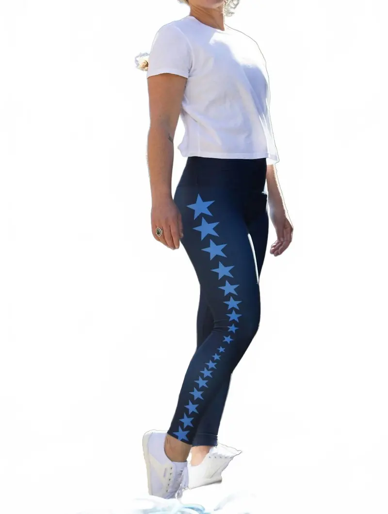 Star Track High Rise Leggings In Navy Blue 1