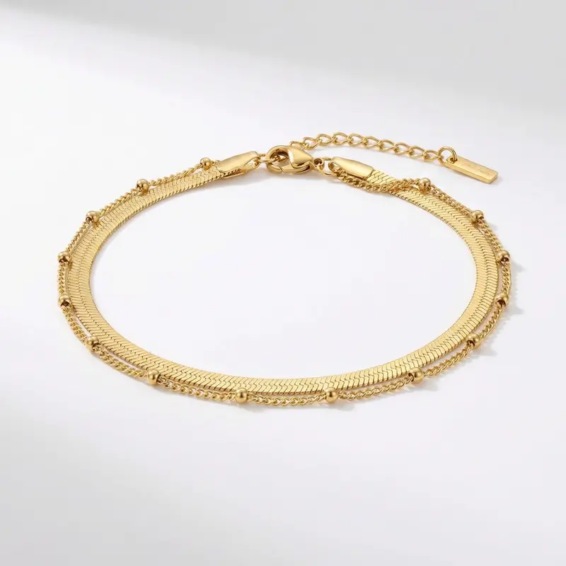 Stefanie Anklet 18K Gold Plated 9.25" With 1.5" Extender 1