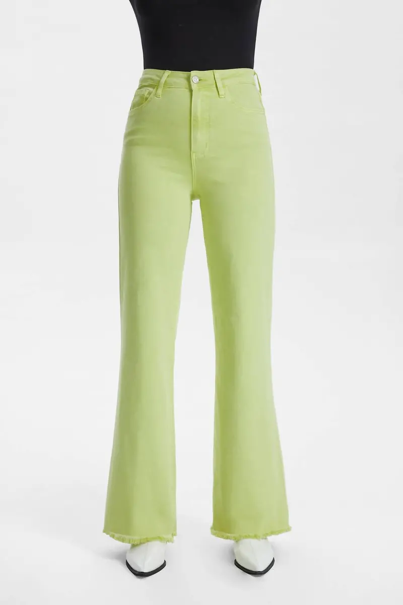 Stella High Rise Wide Leg Jeans In Pistachio 1