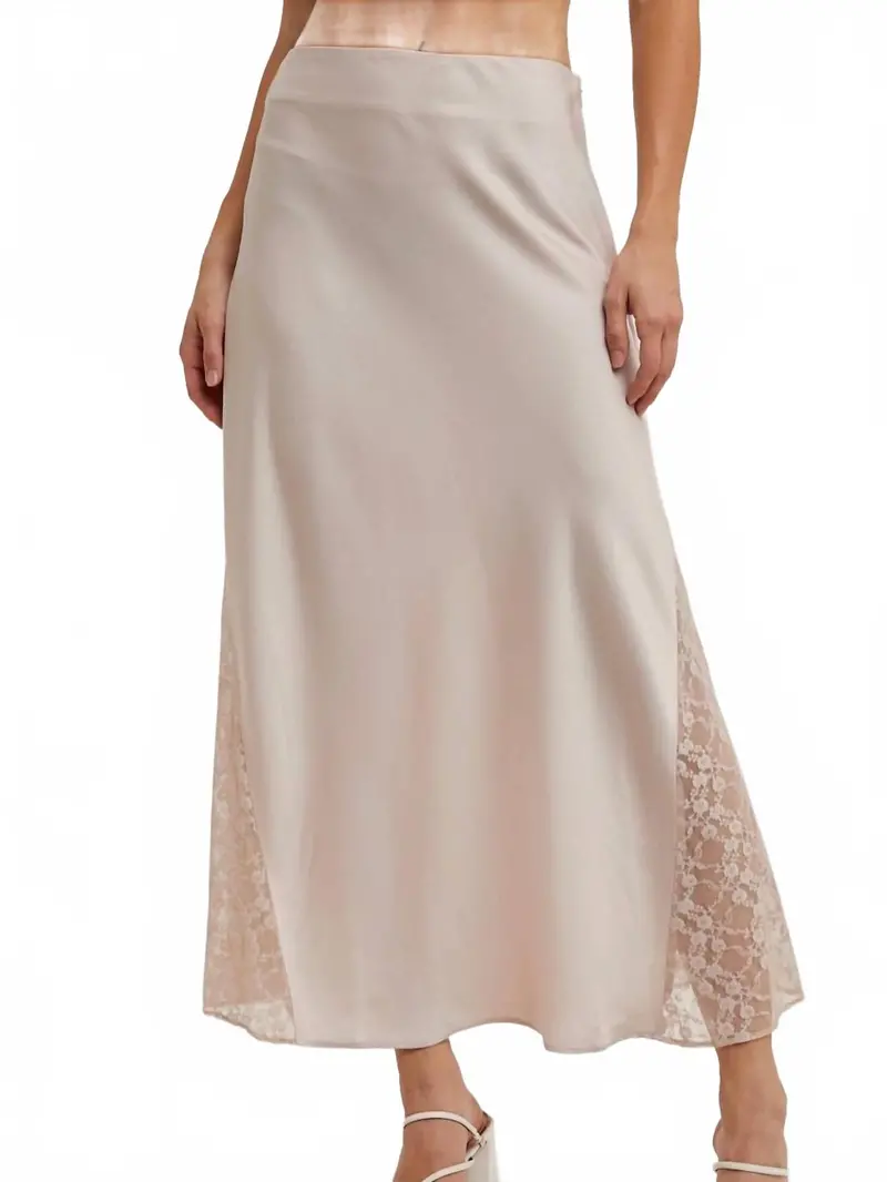 Stella Lace Midi Skirt In Pearl 1
