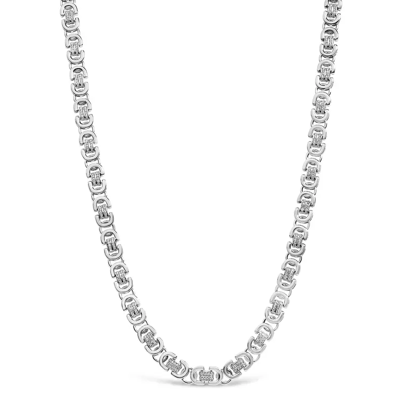 Sterling Silver 2 1/2 Cttw Diamond Eternity Men's Station Necklace 1