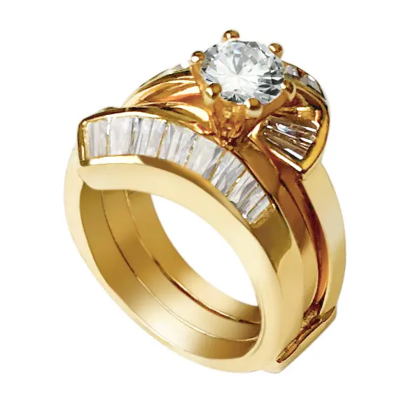 Sterling Silver 925 Ring Set With Gold Plating In Aaa Grade Cz Ships In One Day 1