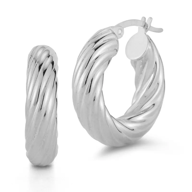 Sterling Silver Bold Twist Hoops 1