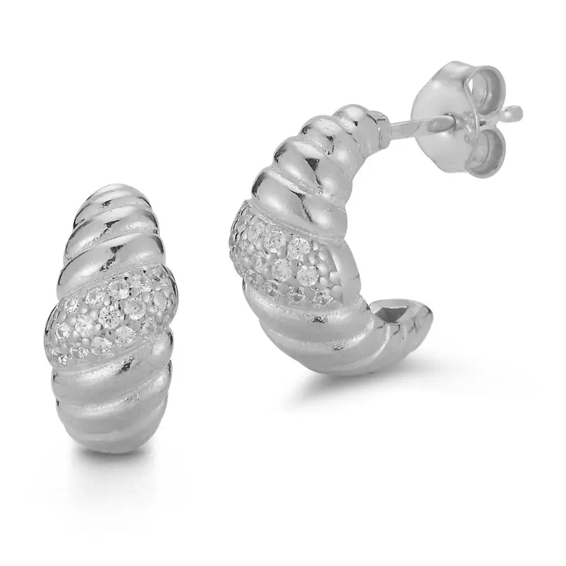 Sterling Silver Dainty Croissant Hoops 1