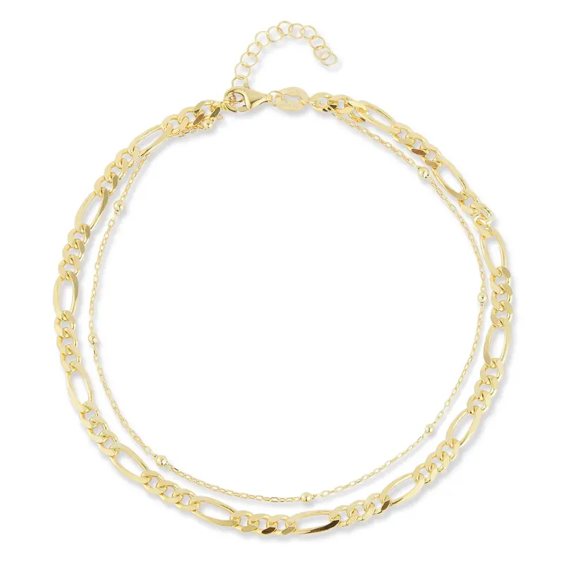 Sterling Silver Double Layered Anklet 1