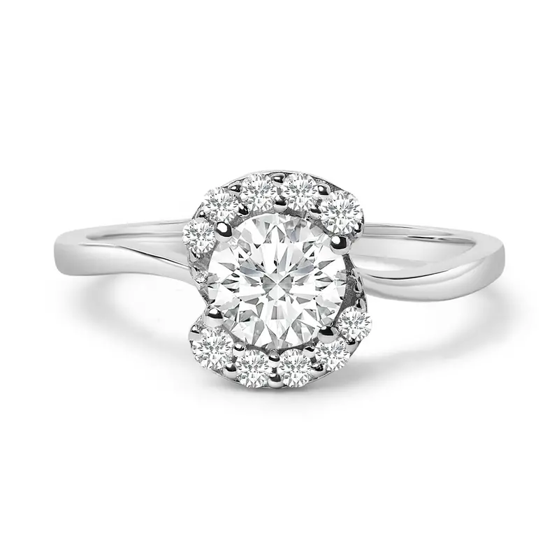 Sterling Silver Lab Grown 1.0 Cttw Diamond Oval Shaped Halo Engagement Ring 1