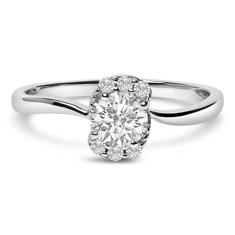 Sterling Silver Lab Grown 1/2 Cttw Diamond Floral Cluster Engagement Ring 1