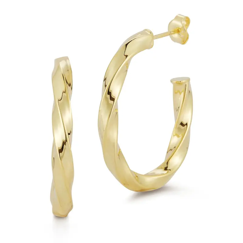 Sterling Silver Oval Twist Hoops 1