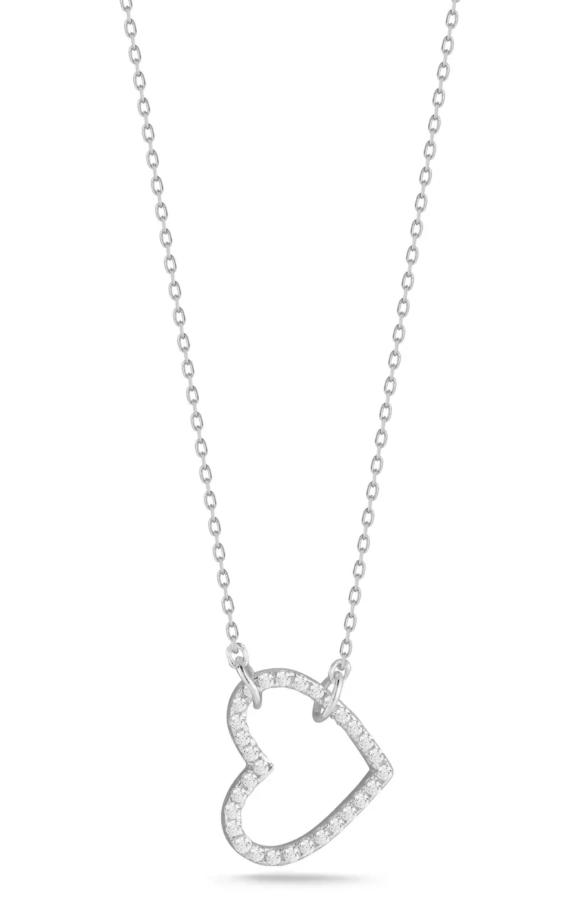 Sterling Silver Sideways Heart Necklace 1