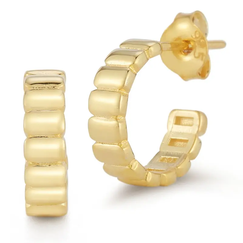 Sterling Silver Small Ribbed Hoops 1