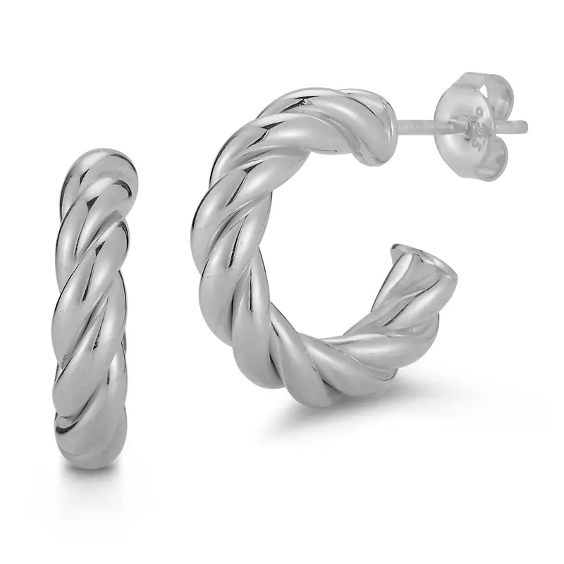 Sterling Silver Twist Hoops 1
