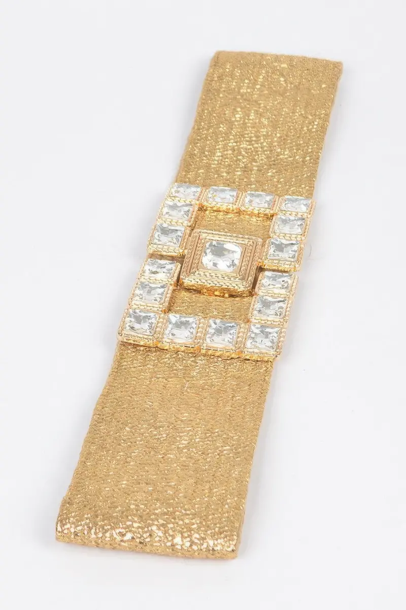Stone Buckle Elastic Faux Straw Belt 1