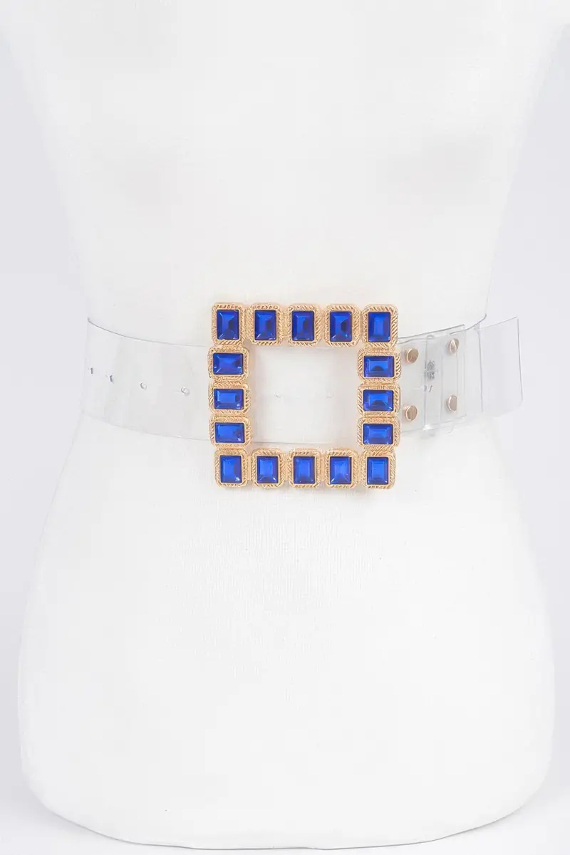 Stone Buckle Faux Leather Belt 1