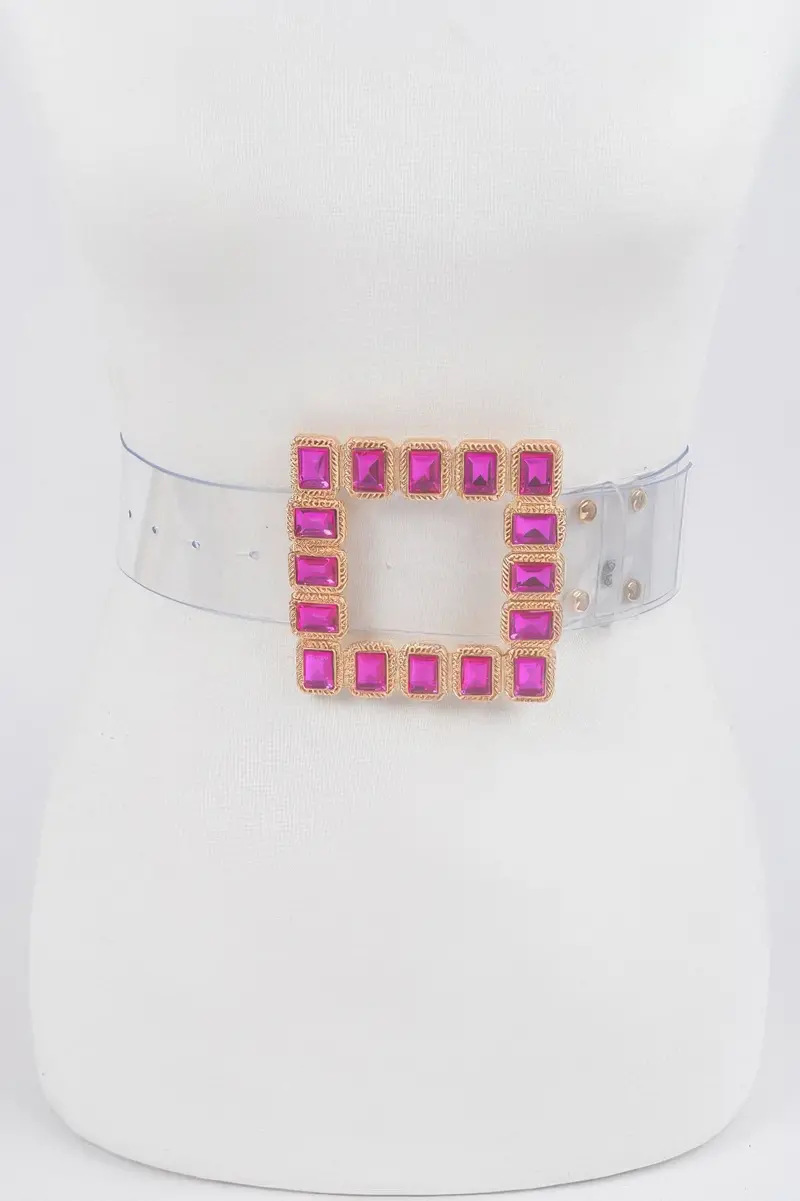 Stone Buckle Plus Size Transparent Belt 1