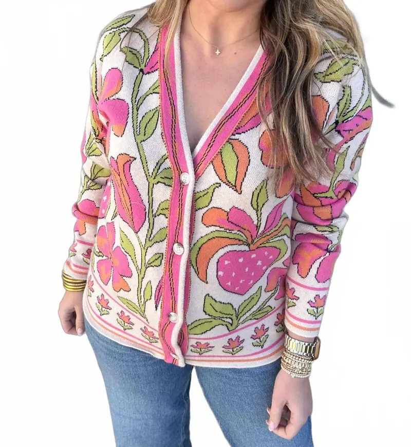 Strawberry Fields Cardigan In Pink 1