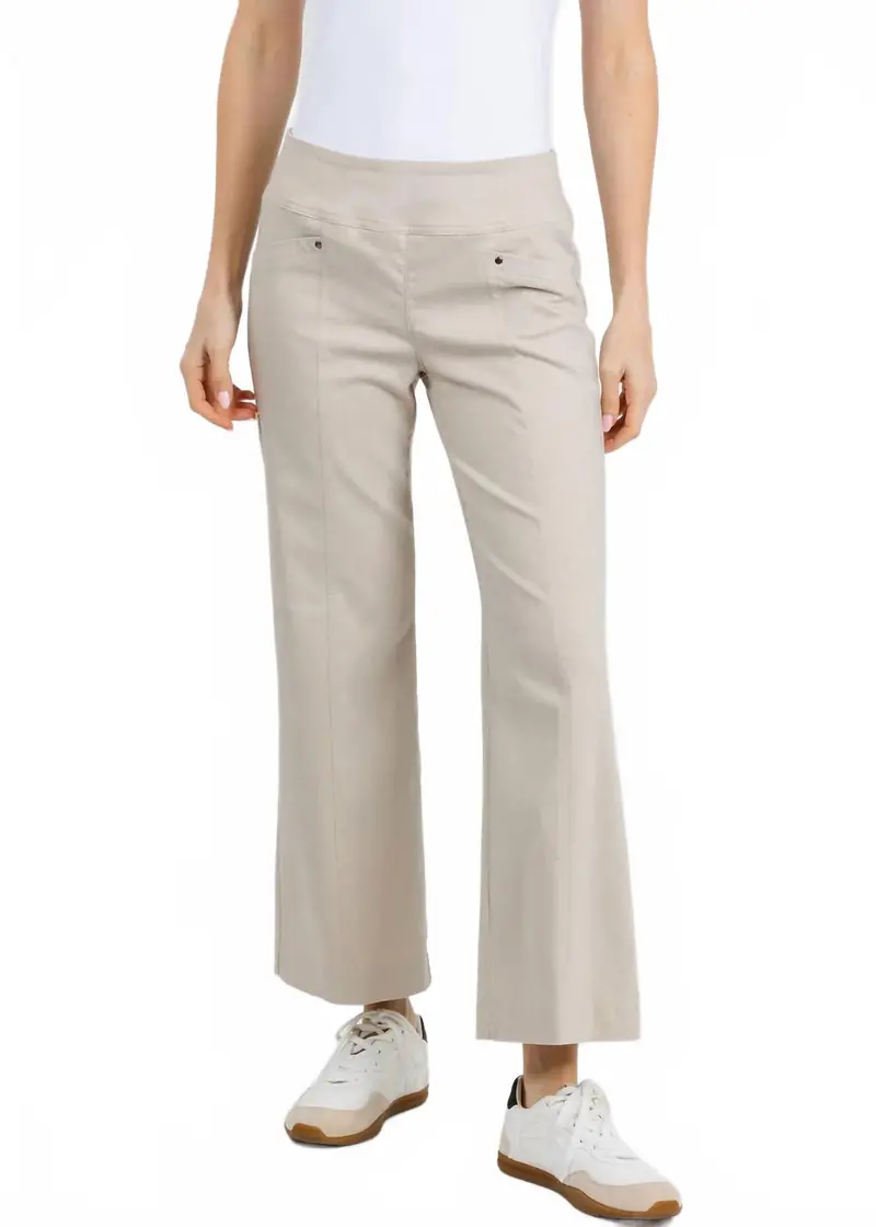 Stretch Wide Leg Pants In Khaki 1