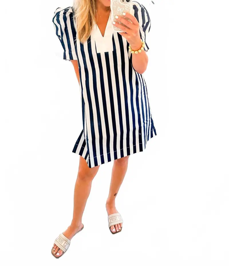 Stripe Dress In Navy And White 1