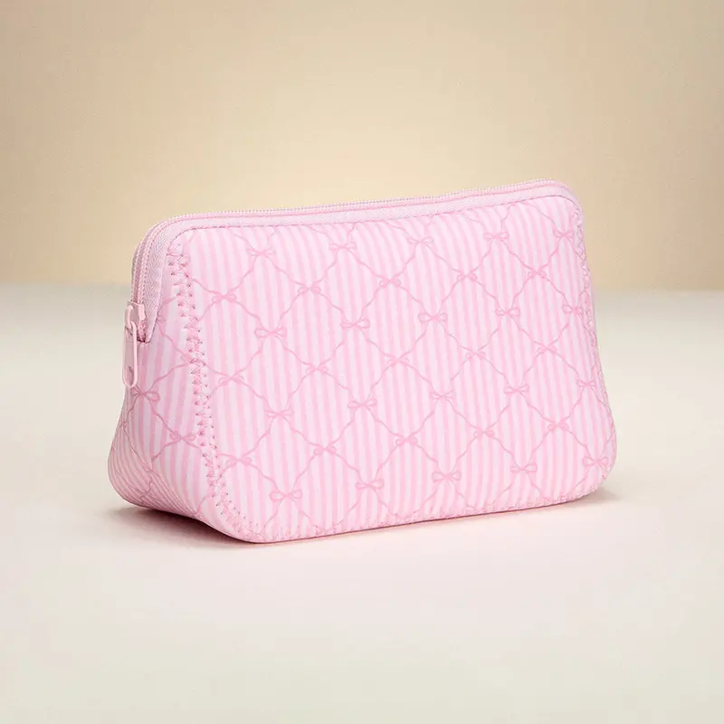 Striped Bow Pattern Cosmetic Pouch Bag 1