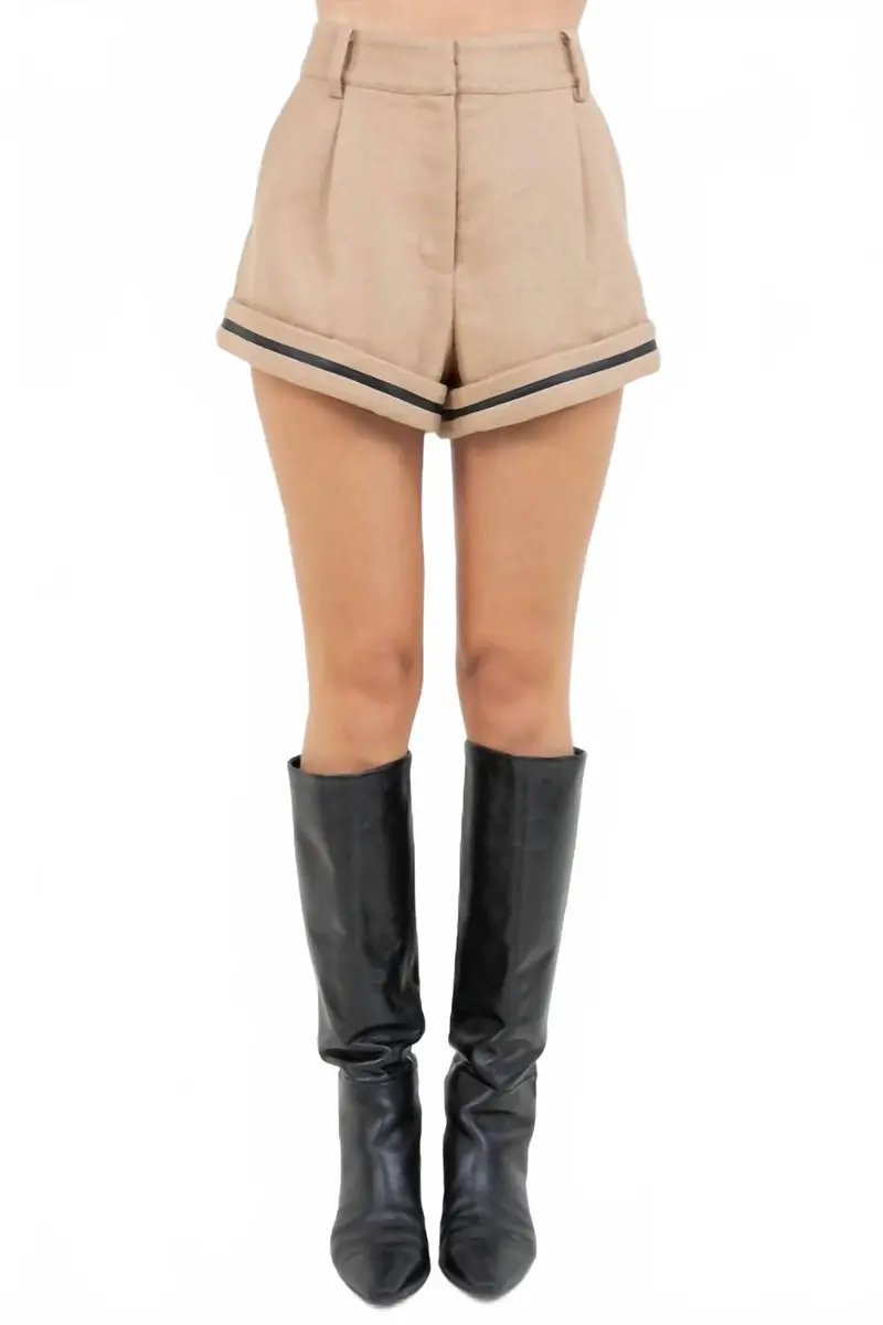 Structured Woven Shorts In Beige 1