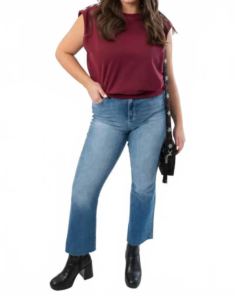 Studded Sleeveless Top In Burgundy 1