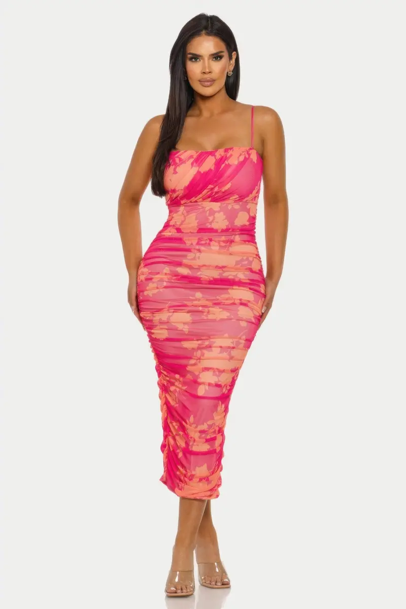 Sunset Bloom Mesh Dress 1