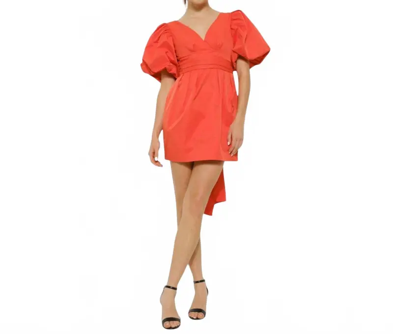 Sunset Bow Mini Dress In Red Orange 1
