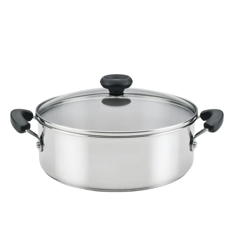 Suresteel 4 Quart Brushed Stainless Steel Dutch Oven / Stockpot With Glass Lid, Induction Compatible, Dishwasher Safe, Metal Utensil Safe, Stainless Steel -1 Pack 1