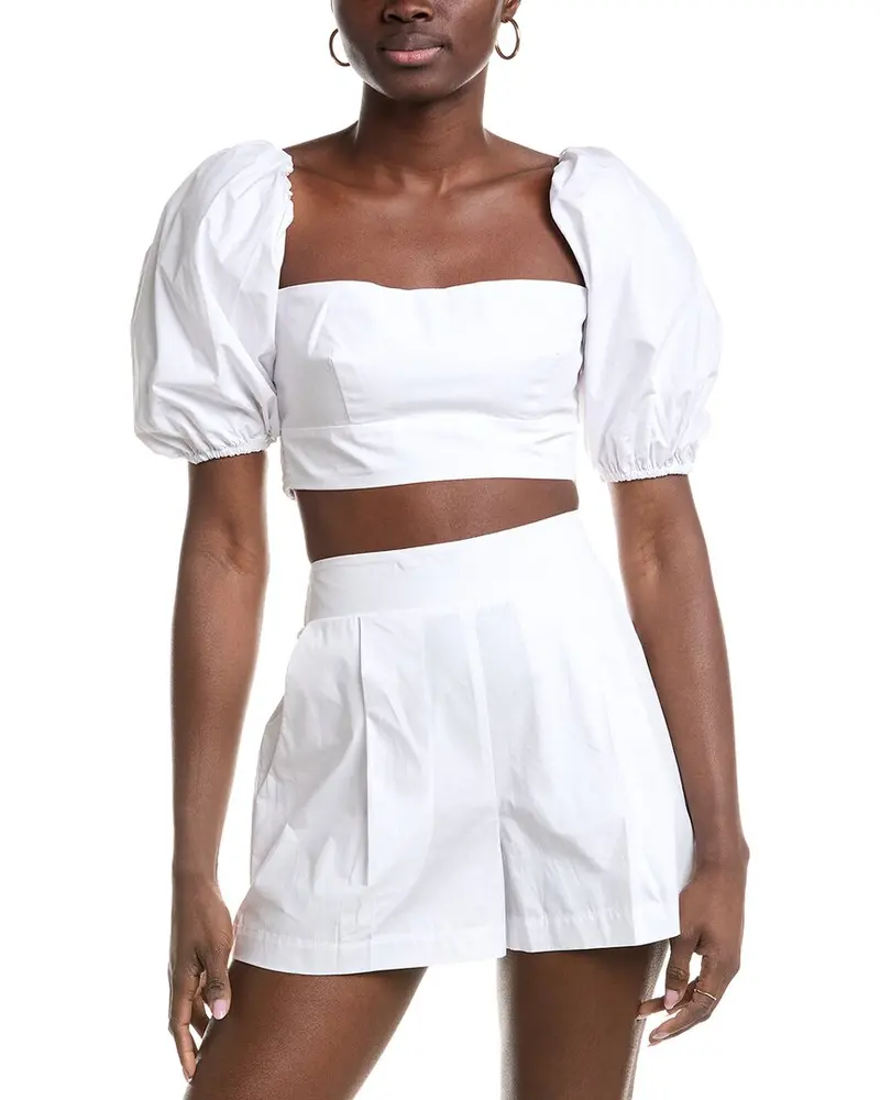 Susana Monaco Poplin Puff Sleeve Crop Top 1