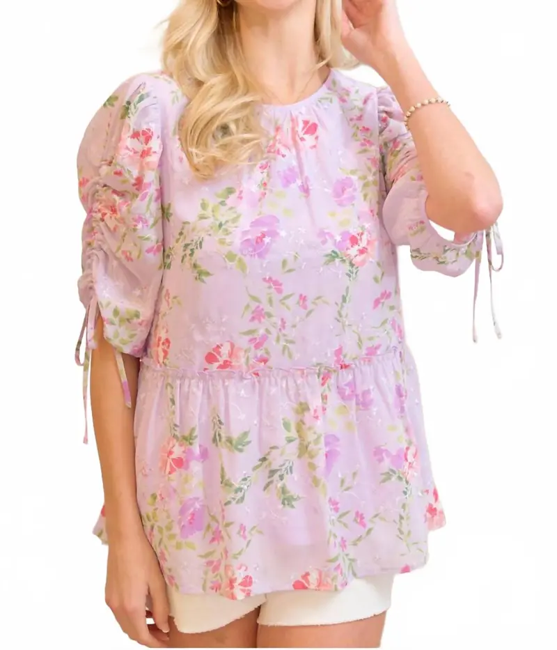 Sweet Pea Drop Waist Top In Pink Multi 2
