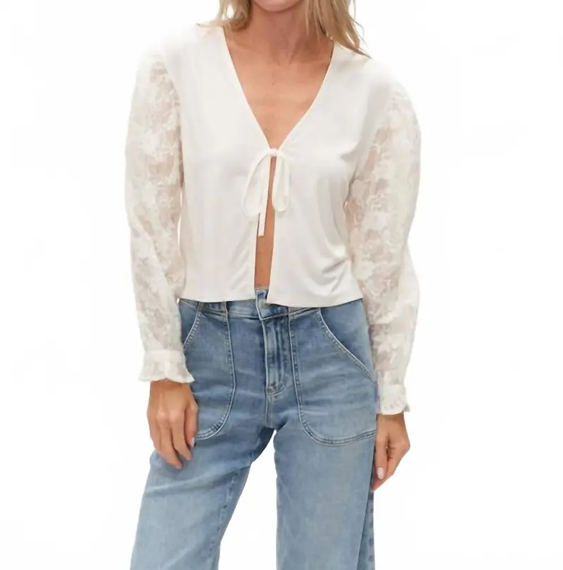 Syliva Tie Front Top In White 1