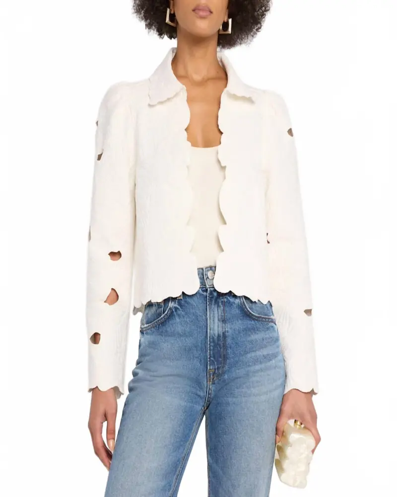 Sylvia Embroidered Jacket In Cream 1