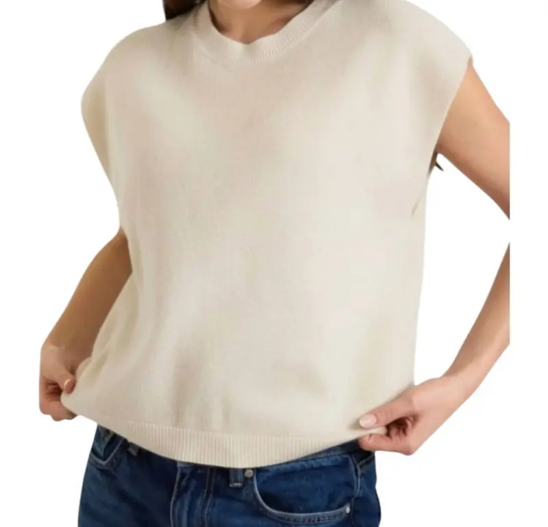 Tabby Cashmere Tank Top In Antique White 1