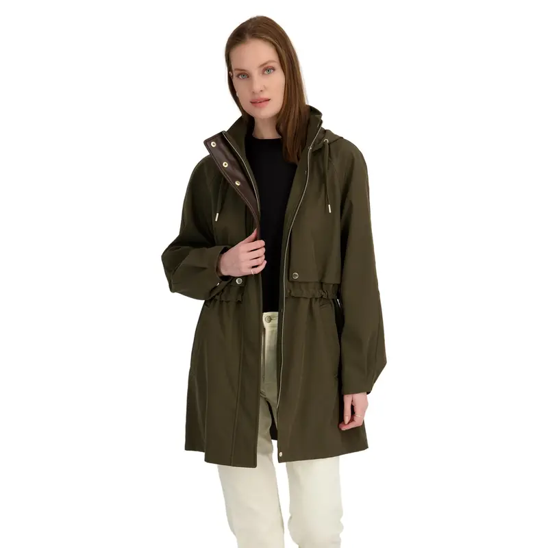 Tahari Women's Diana Softshell Anorak Water-Resistant Lightweight Jacket W/Detachable Hood 1
