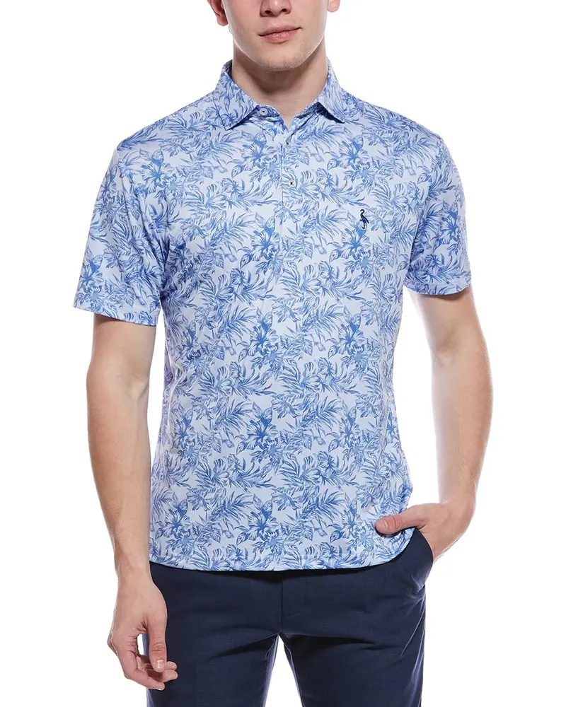 Tailorbyrd Distressed Tropical Printed Performance Polo Shirt 1