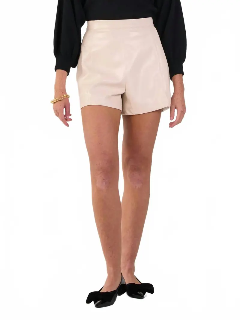 Tailored Vegan Leather Short In Sandshell 1
