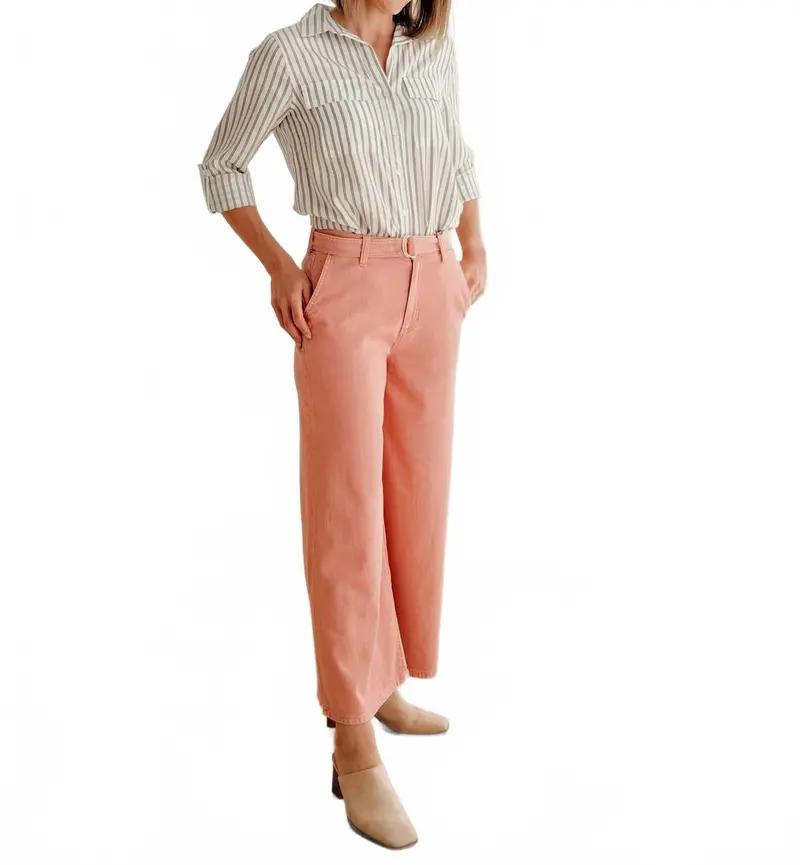 Talma Stripe Button Down Shirt In Mood Indigo 1