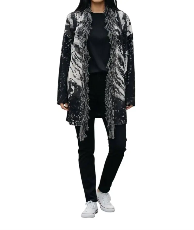 Tassel Trim Cardigan In Black 1