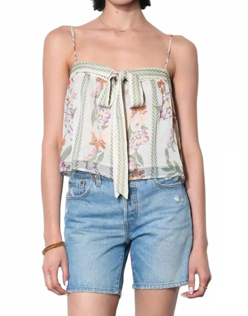 Taylor Tie Front Top In Ivory Combo 1