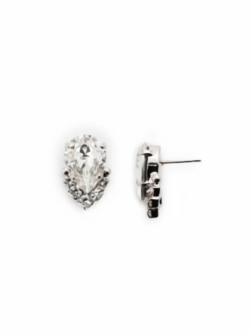 Teardrop And Cluster Stud Earring In Crystal And Palladium 1