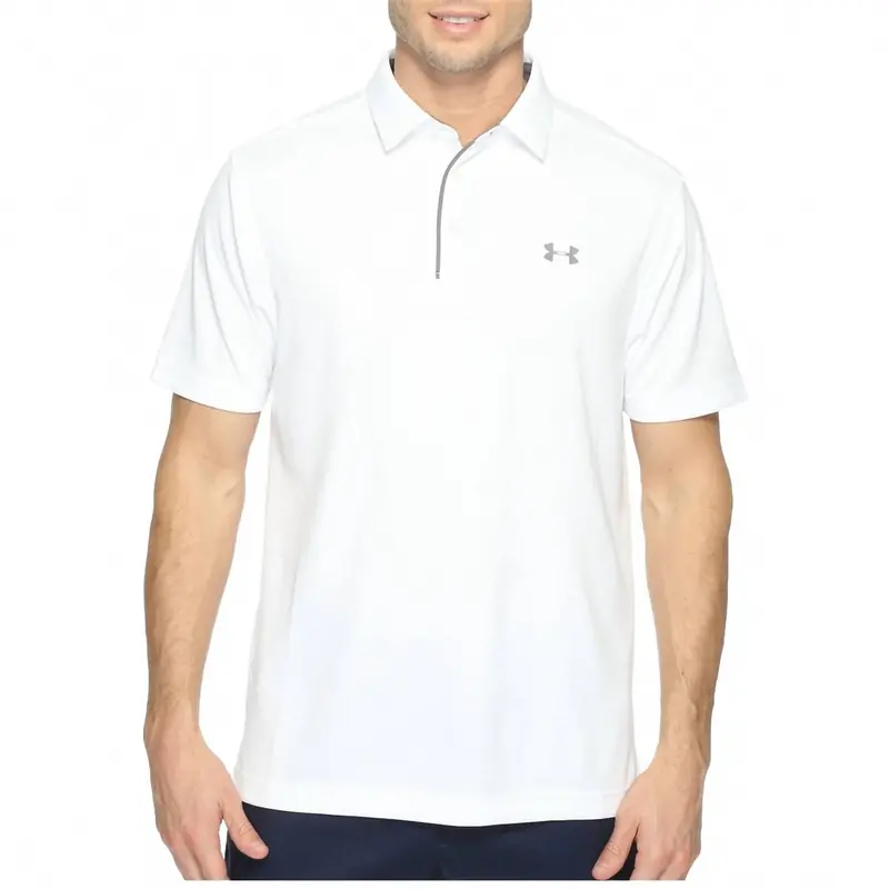 Tech Button Up Placket Polo In White 1